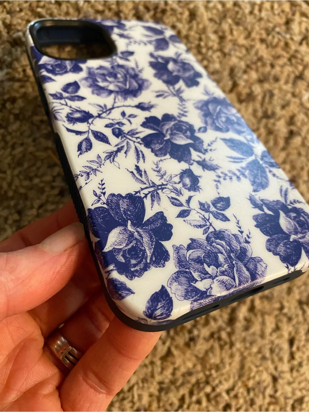 Casely Bold Rose to Fame Blue & White Rose Floral Case iPhone 13